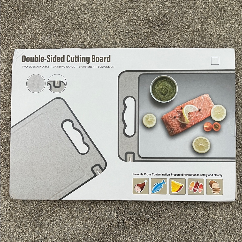 New- Double-Sided Titanium Cutting Board with Handle